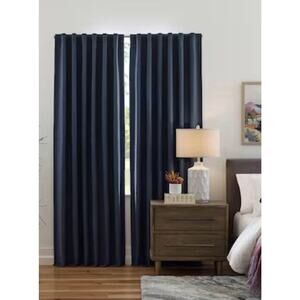 Origin 21 84-in Navy Blackout Thermal lined Back tab Single curtain panel
